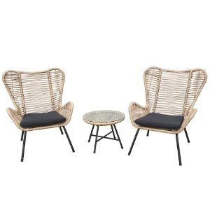 Obrazek Komplet mebli ogrodowych stół + 2 krzesła kolor naturalny 160077