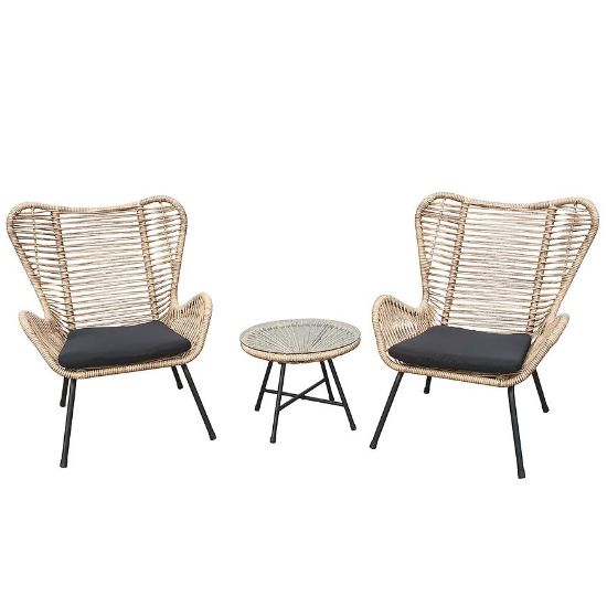 Obrazek Komplet mebli ogrodowych stół + 2 krzesła kolor naturalny 160077