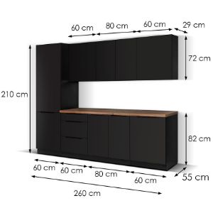 Obrazek Kuchnia Siena Czarny Matowy 260 Bez Blatu