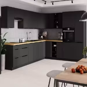 Obrazek Szafka kuchenna Siena czarny matowy 60lo-210 2f