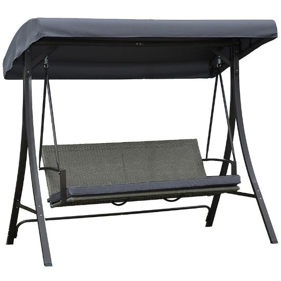 Obrazek Huśtawka ogrodowa technorattanowa szara z poduszką