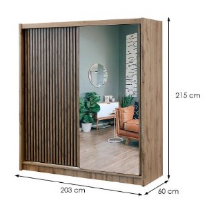 Obrazek Szafa London 203 dąb wotan/czarny lustro