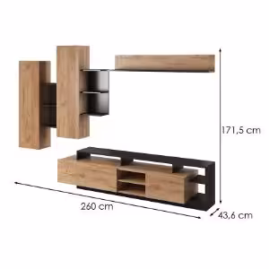 Obrazek Meblościanka Alva dąb craft/antracyt