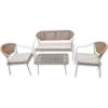 Obrazek Komplet mebli ogrodowych 2+1+1 biały/beżowy