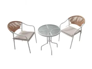 Obrazek Komplet mebli ogrodowych Bistro biały/beżowy