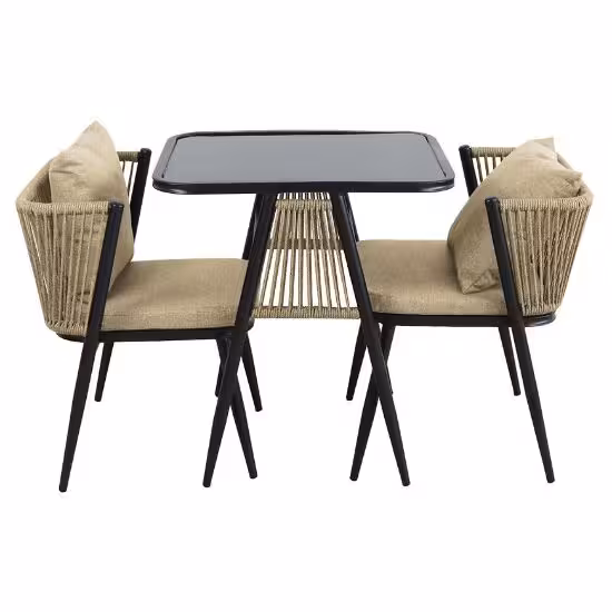 Obrazek Komplet mebli ogrodowych Korfu beżowy 2+1