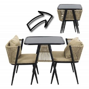 Obrazek Komplet mebli ogrodowych Korfu beżowy 2+1