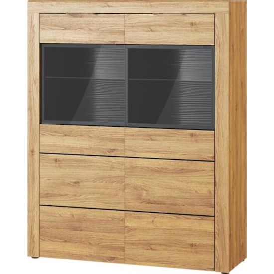 Obrazek Witryna niska 15 Kama dąb camargue/czarny mat