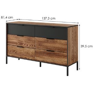Obrazek Komoda MILTON 138 6S kasztan/antracyt