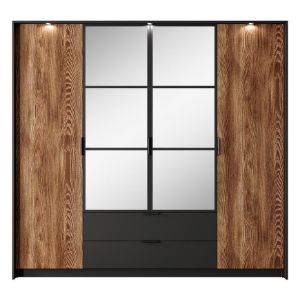 Obrazek Szafa MILTON 4D2S lustro kasztan/antracyt