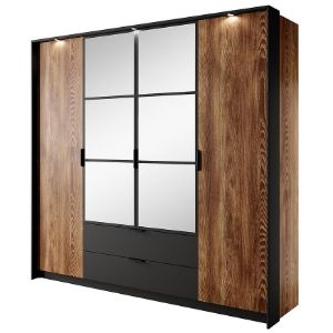 Obrazek Szafa MILTON 4D2S lustro kasztan/antracyt