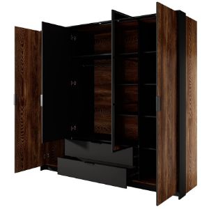 Obrazek Szafa MILTON 4D2S lustro kasztan/antracyt