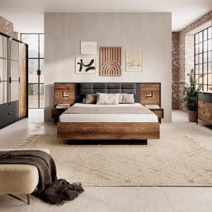 Obrazek Szafa MILTON 4D2S lustro kasztan/antracyt