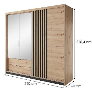 Obrazek Szafa TALLY 4D2S lustro dąb artisan/antracyt