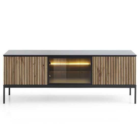 Obrazek Szafka RTV Sento 154 czarny/dąb wotan