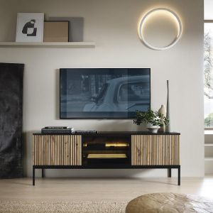 Obrazek Szafka RTV Sento 154 czarny/dąb wotan