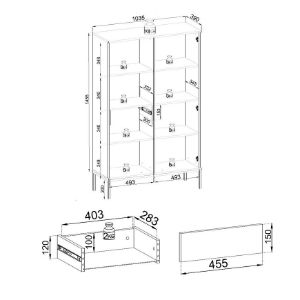 Obrazek Witryna Sento WTSZ104 czarny/dąb wotan