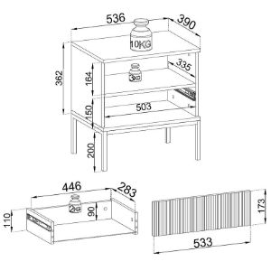 Obrazek Szafka nocna Sento S54 czarny/dąb wotan