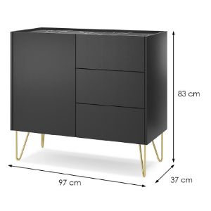Obrazek Komoda Harmony KSZ97 czarny grafit/marmur black