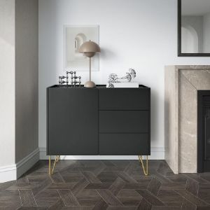 Obrazek Komoda Harmony KSZ97 czarny grafit/marmur black