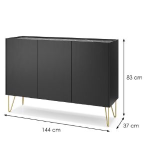 Obrazek Komoda Harmony K144 czarny grafit/marmur black