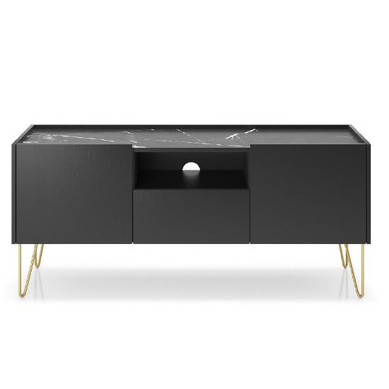 Obrazek Szafka RTV Harmony 144 czarny grafit/marmur black