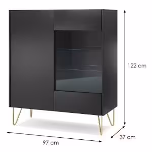 Obrazek Witryna Harmony WT97 czarny grafit/marmur black