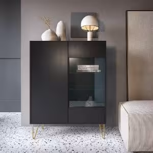 Obrazek Witryna Harmony WT97 czarny grafit/marmur black