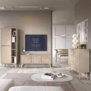 Obrazek Szafka RTV Forest 158 beż piaskowy/jodełka scandi