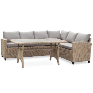 Obrazek Narożnik technorattanowy Stockholm Natural z wysokim stołem polywood