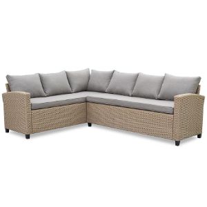 Obrazek Narożnik technorattanowy Stockholm Natural z wysokim stołem polywood