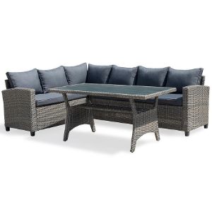 Obrazek Narożnik technorattanowy Stockholm szary z wysokim stołem polywood