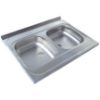 Obrazek Zlewozmywak stalowy dwukomorowy 80/60 GŁ.-1009272 plus Syfon 