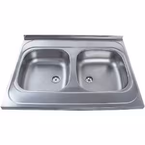 Obrazek Zlewozmywak stalowy dwukomorowy 80/60 GŁ.-1009272 plus Syfon 