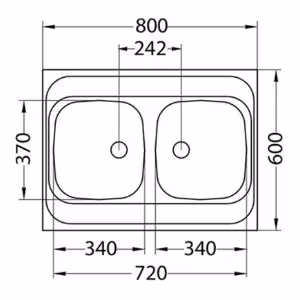 Obrazek Zlewozmywak stalowy dwukomorowy 80/60 GŁ.-1009272 plus Syfon 