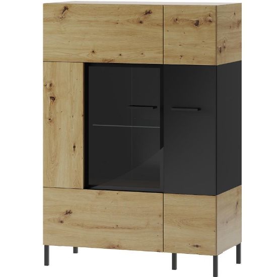 Obrazek Witryna 2D Niska Lucas 15 Dąb Artisan/Czarny Mat