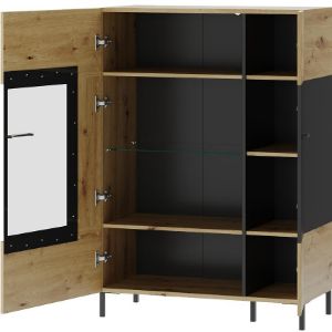 Obrazek Witryna 2D Niska Lucas 15 Dąb Artisan/Czarny Mat