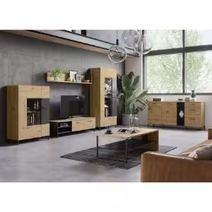 Obrazek Szafka RTV Lucas 25 Dąb Artisan/Czarny Mat