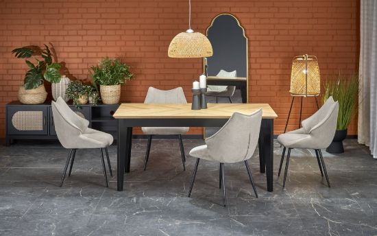 Obrazek Stół rozkładany Venissi dąb naturalny/czarny