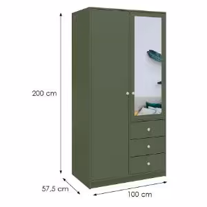 Obrazek Szafa Siena 2 D2 butelkowa zieleń / lustro