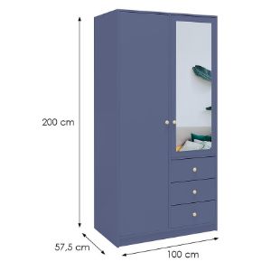 Obrazek Szafa Siena 2 D2 zgaszony błękit / lustro