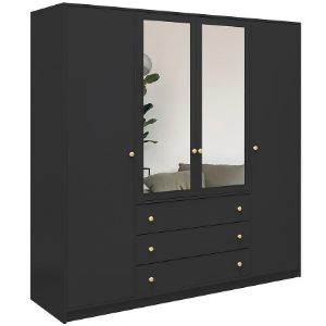 Obrazek Szafa Siena D4 czarny / lustro