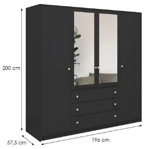 Obrazek Szafa Siena D4 czarny / lustro
