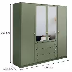 Obrazek Szafa Siena 2 D4 butelkowa zieleń / lustro