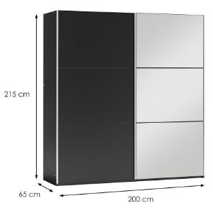 Obrazek Szafa Vigo 200 czarny / lustro