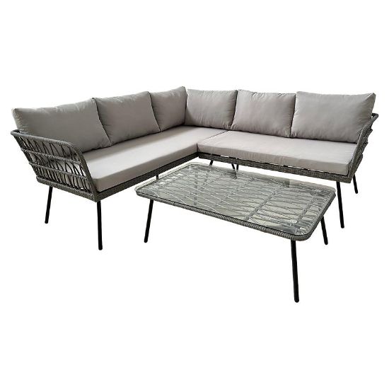 Obrazek Zestaw mebli ogrodowych z poduszkami narożnik + stolik