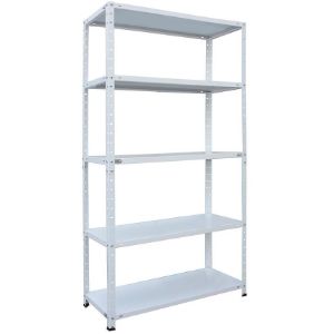 Obrazek Regał metalowy magazynowy biały 178x90x30 cm – 5 półek/80kg