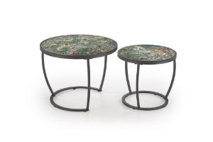 Obrazek Zestaw 2 ław Lobster zielony marmur/czarny