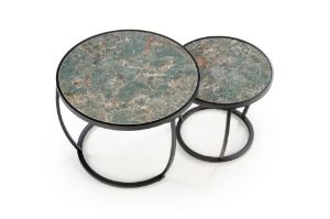 Obrazek Zestaw 2 ław Lobster zielony marmur/czarny