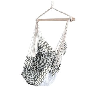 Obrazek Hamak ogrodowy fotel brazylijski biało-czarny